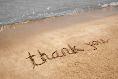 Thank You in beach sand