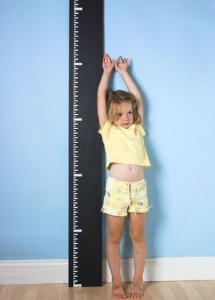 Girl and growth chart