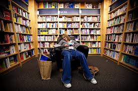 Asleep in bookstore